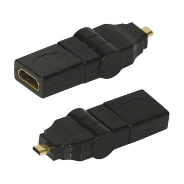 Micro HDMI HDMI 90 180 Degree Swiveling Right Angled Adapter Black