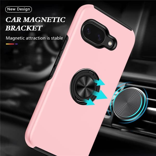 Til Pixel 10a Deksel Hybriddeksel med Finger Ring Pink