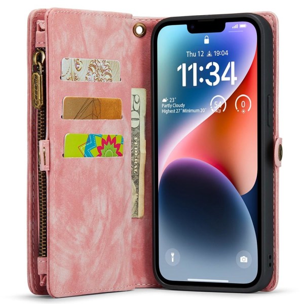 CASEME iPhone 15 Pro 2-in-1 Lompakon Puhelimen Kuori - Vaaleanpunainen Pink