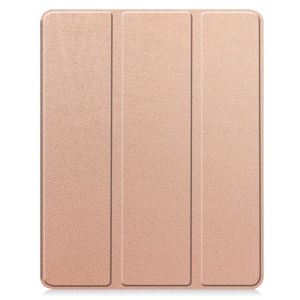 Til iPad Air 13 (2024) Etui Tre-fold Stativ Tablet Cover med Pen Holder Pink gold