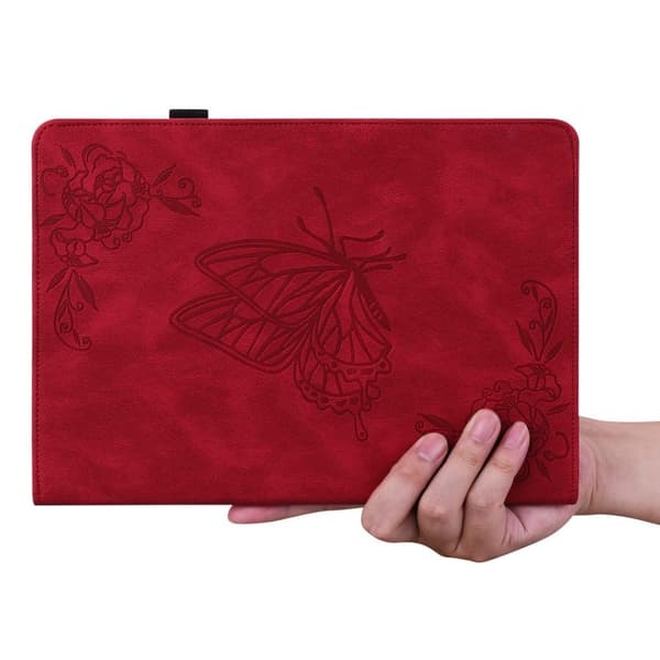 Apple iPad 10.9 2022 Sammenleggbart Veske Kortholder Sommerfugl - Rød Red