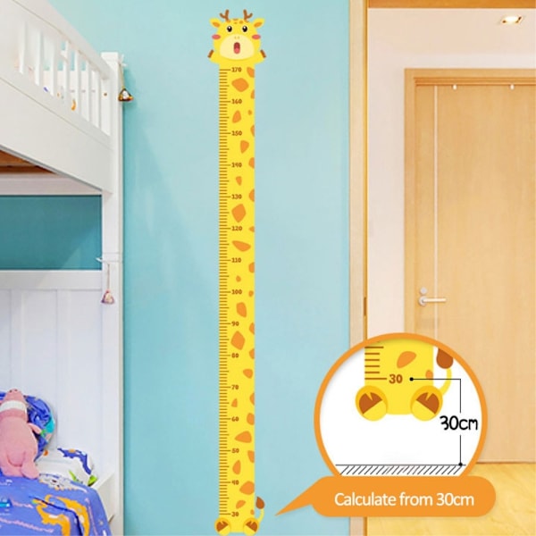 Mäta Växande Längd Väggdekal Tillväxt Diagram Väggdekal - Giraff Orange