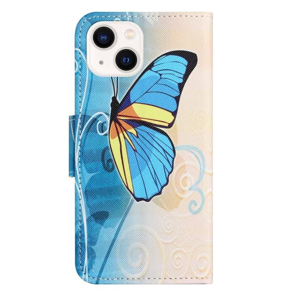Pengesekk-Stativveske for iPhone 15 Plus - Butterfly Blue