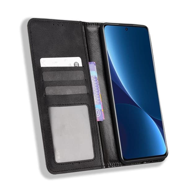 Vintage lompakkokotelo Xiaomi 12 Prolle Black