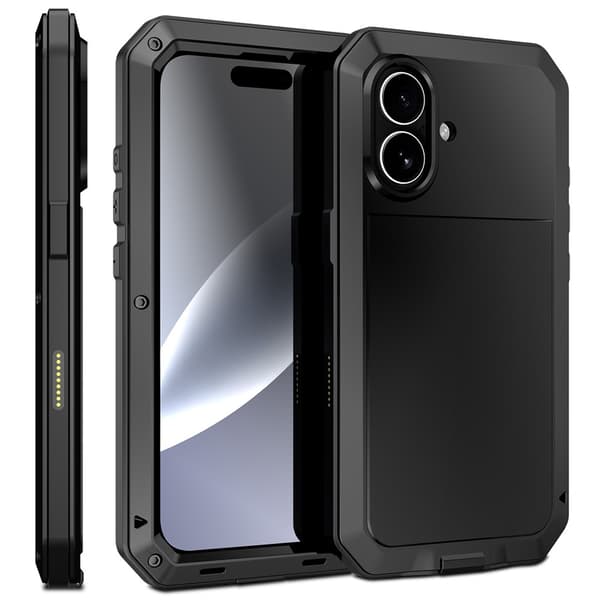 Kraftig robust hybrid-deksel+herdet glass til iPhone 17 Black