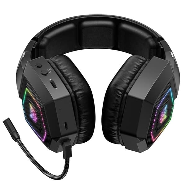 ONIKUMA Gaming Headset Triple Mode RGB-belysning Surround Sound Bluetooth-hovedtelefoner Black