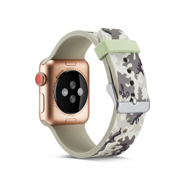 Silikon klokkerem til Apple Watch 4 44mm, 3/2/1 42mm - grå kamuflasje Multicolor