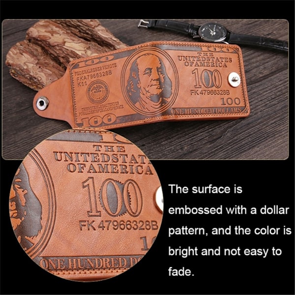 Lompakkokukkaro 100 dollarin seteli Money Bifold korttikotelo - ruskea Brown