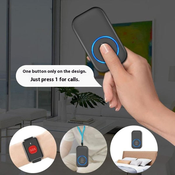 300m Wireless Alarm System Assault Alarm Emergency Help Black