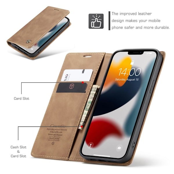 CASEME Retro Wallet Case for iPhone 13 Pro - Brown Brown