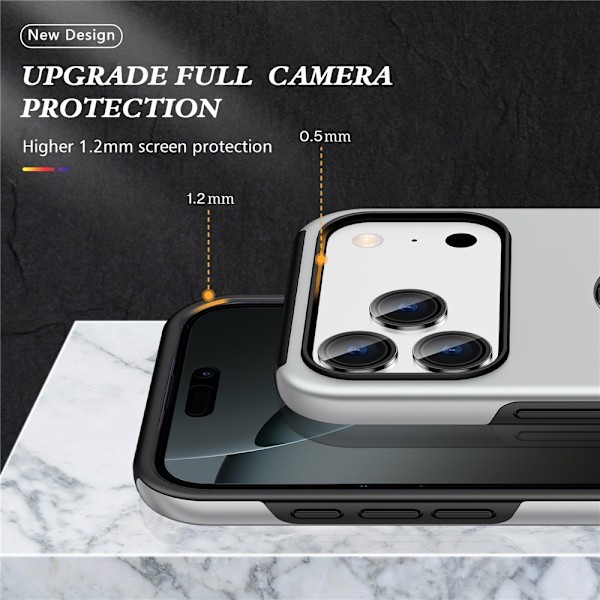 Til iPhone 17 Pro Finger Ring Kickstand Hybrid Taske Silver