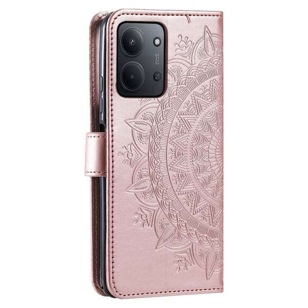För Xiaomi Redmi 15C Stativfodral Totem Plånboksfodral Rosa guld