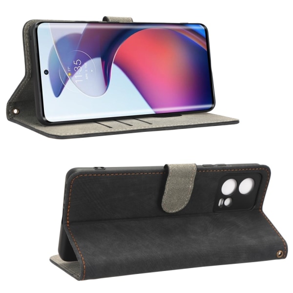 Til Motorola Edge 30 Fusion 5G Wallet Case Kortholder Case Black