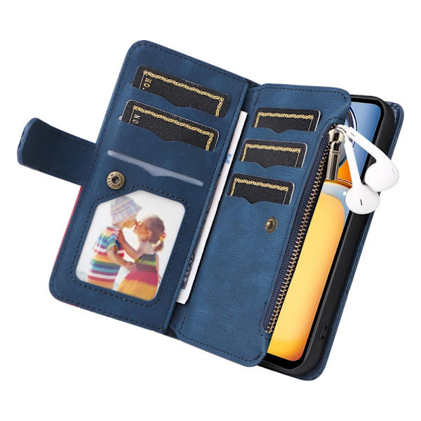 KT Wallet Case til Xiaomi Redmi 13C - Blå - Rød Blue