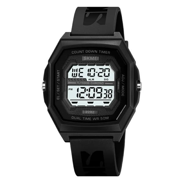 SKMEI Digital Elektronisk Armbåndsur Klokke Vanntett Nedtelling - Svart+hvit White
