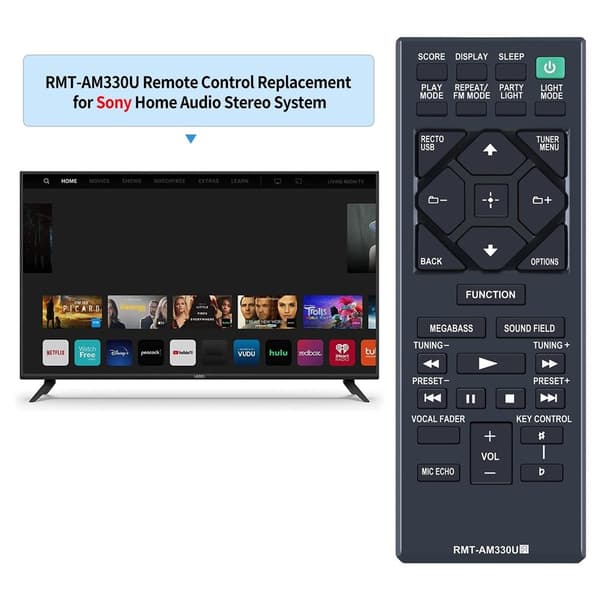 Fjernkontroll utskiftning for RMT-AM330U for Sony Home Audio System Black