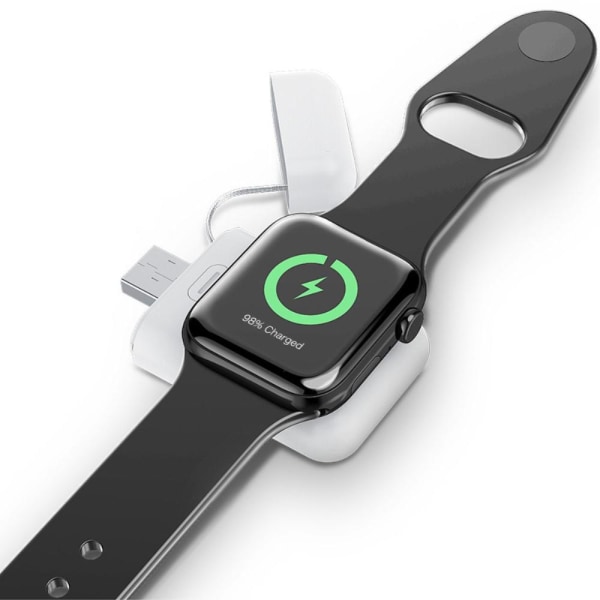 Trådløs oplader Powerbank til Apple Watch Serie 7/6/5/4/3/2/1 White