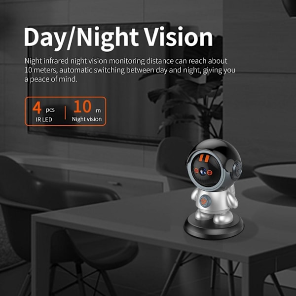 ESCAM Kameraovervåking Robotman WiFi IP-kamera Hjemmesikkerhet Black