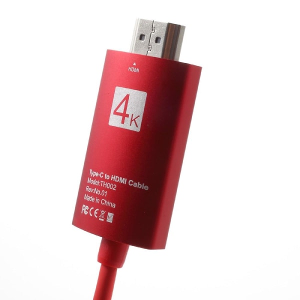 USB-C till HDMI Kabel Adapter 4K High Speed Adapter Röd