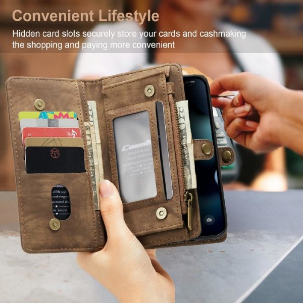CASEME iPhone 13 Retro plånboksfodral - Brun Brun