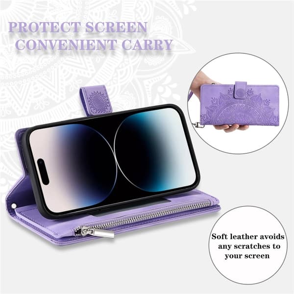 Pungetui kompatibelt med iPhone Air cover etui mandala blomstermønster Purple