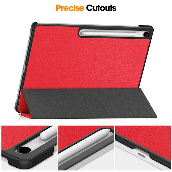 Trifoldet stativ Smart Taske til Samsung Galaxy Tab S10 FE+ Red