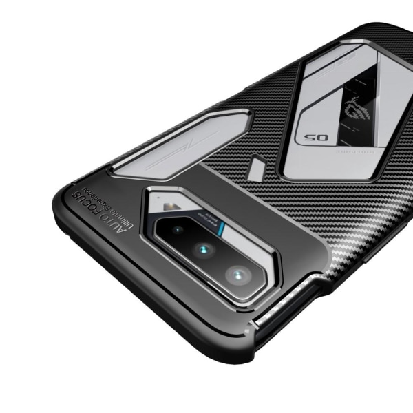 Asus ROG Phone 5 Kulfiber Tekstur - Sort Transparent