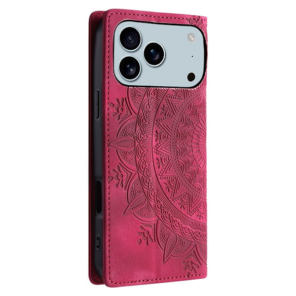 Cover til iPhone 17 Pro Max med Magnetisk Lukning Mønsterpræget Red