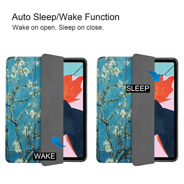 Apple iPad Air (2020) (2022) Slim fit tri-fold fodral - Tree with Flowers multifärg