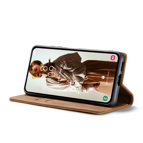 CASEME Retro Lompakkokotelo Samsung Galaxy A55 Brown