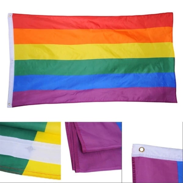 Rainbow flagga Gay Pride Peace HBTQ 90x150cm Svart