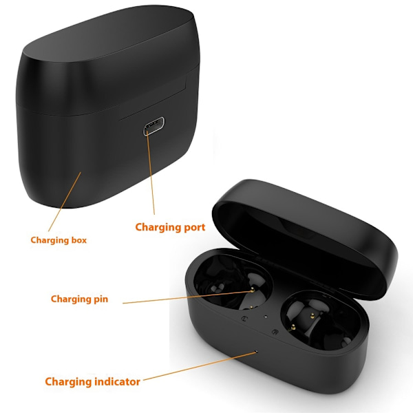 Docka för Jabra Elite 4 Active Earbuds Laddningsfack Laddningskabel Svart