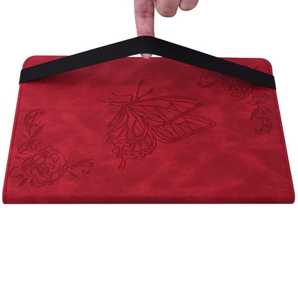 Apple iPad 10.9 2022 Sammenleggbart Veske Kortholder Sommerfugl - Rød Red