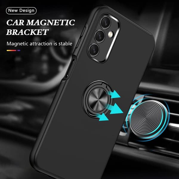 Samsung Galaxy A14 5G Fingerring Kickstand Hybrid Taske - Sort Black