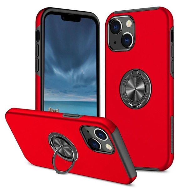 iPhone 14 Plus Fingerring Kickstand Hybrid Taske - Rød Red