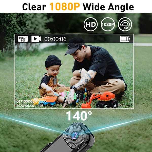 1080P Mini Kamera Action Cam Sport DV Videoopptak Lomme Black