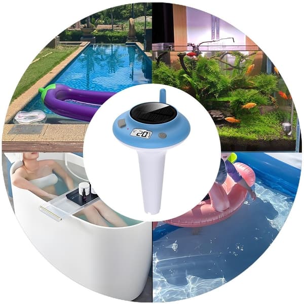Termometer Vattentemperatur Uppladdningsbar flytande digital solcellstermometer Blå