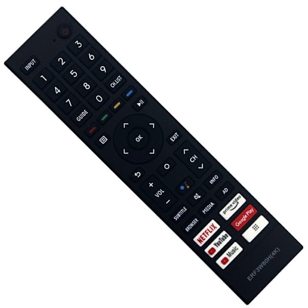 Fjärrkontroll Ersättning ERF3W80H För Hisense TV (Stöder inte röstfunktion) Svart