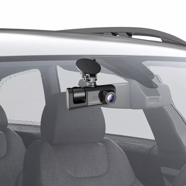 Bilkamera 3 objektiv vidvinkel 1080P HD bil DVR Dash Cam parkeringsmonitor Svart