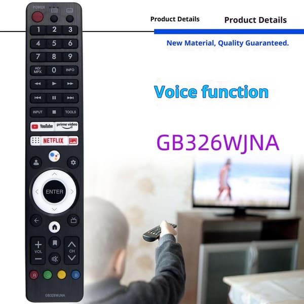 TV-fjernkontroll erstatning for GB326WJNA for Sharp TV-stemmefunksjon Black