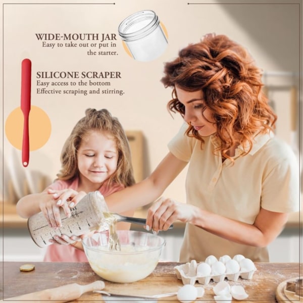 Sourdough 730ml Käymispurkki Lasinen leivontatarvikealoitusastia Transparent