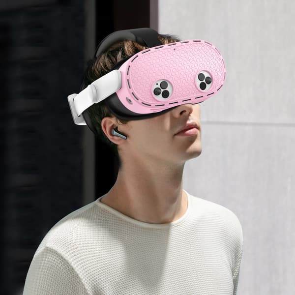 Meta Quest 3S - suojakotelolle, VR - kuulokemikrofonille, silikonisuoja - vaaleanpunainen Pink