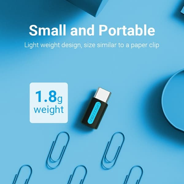 VENTION USB 2.0 USB-C Han til Micro-B Hun Adapter Mini OTG Konverter Black