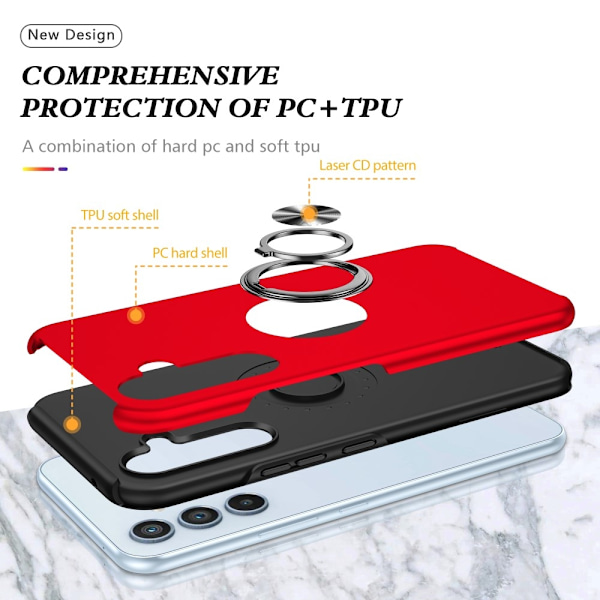 Samsung Galaxy S25 / S24 Hybrid Deksel Med Fingerring Red