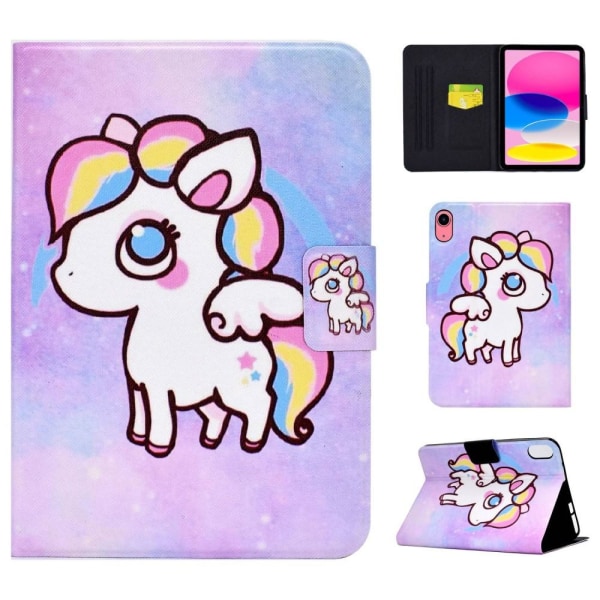 Til iPad 10.9 (2022) Tabletetui Cover Foldbart stativ - Farverig pony Multicolor