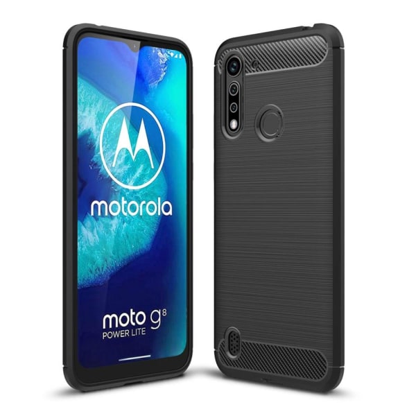 Motorola Moto G8 Power Lite hiilikuituharjattu TPU- cover Black