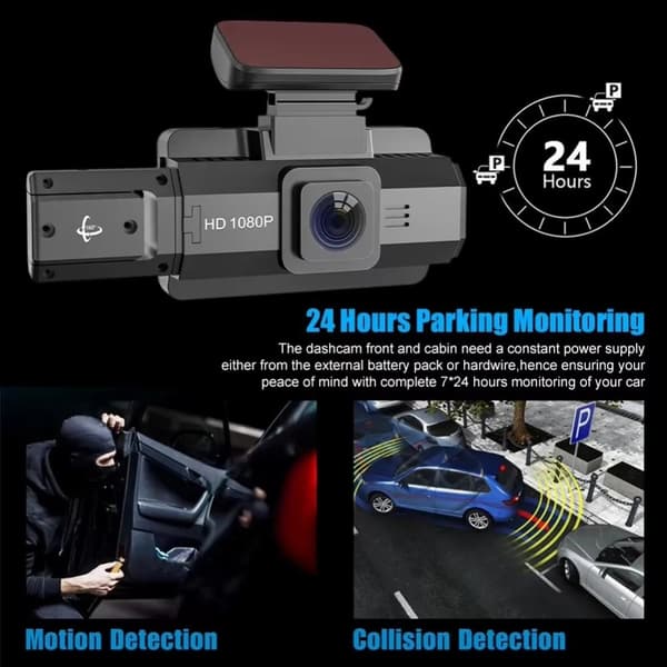 Front- og bakopptak Dash Cam 1080P HD Night Vision Bilkameraopptaker Black