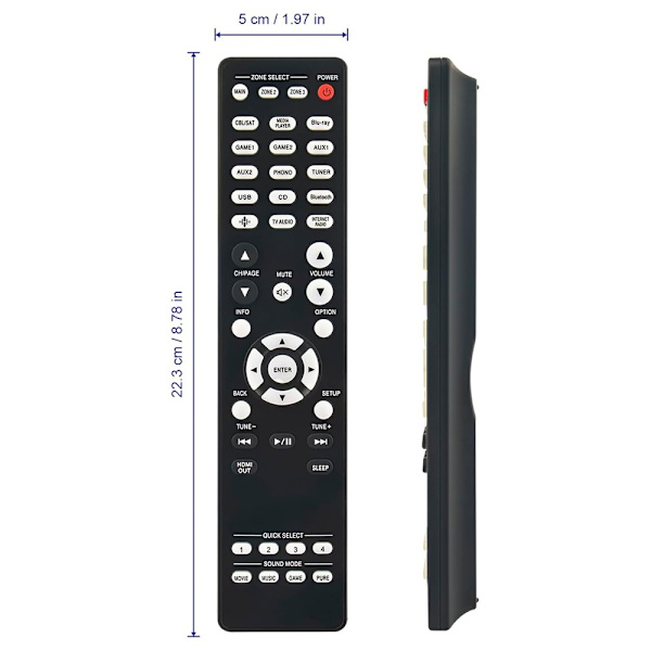 Fjernkontroll erstatning RC-1256 for Denon forsterker Black