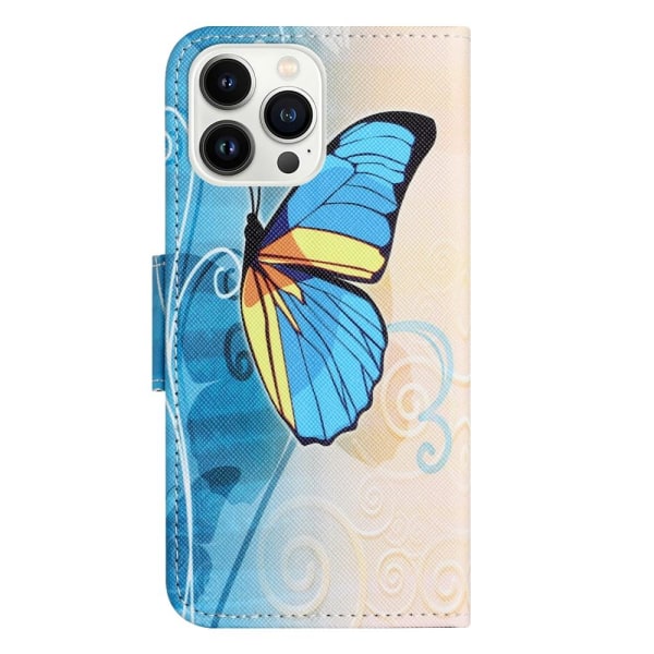 Til iPhone 15 Pro Wallet Stand Case Telefoncover - Butterfly Blue