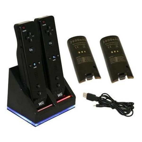 Kompatibel med Wii ladestativ Bluelight ladestasjon Black